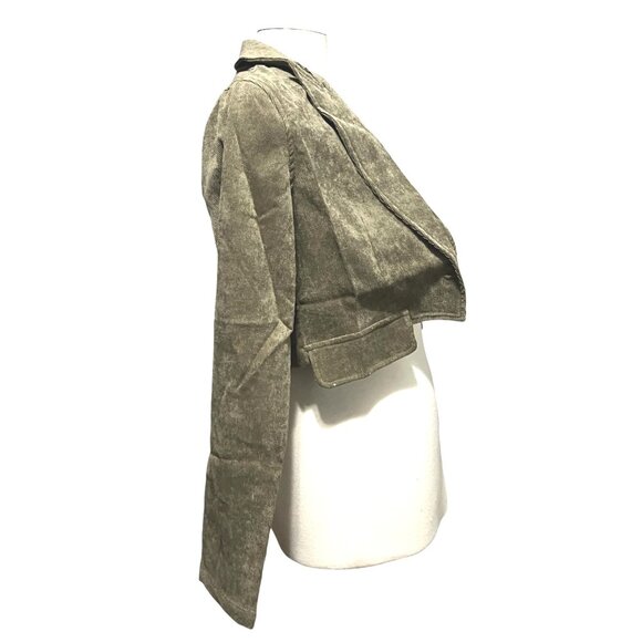 Uniq NWT Corduroy Open Front Collared Blazer Sz Small Womens Green Long Sleeve - Picture 4 of 11